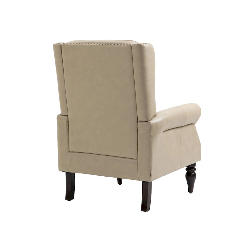 Fauteuil en velours/cuir touffeté à ossature bois de style Mid-Century