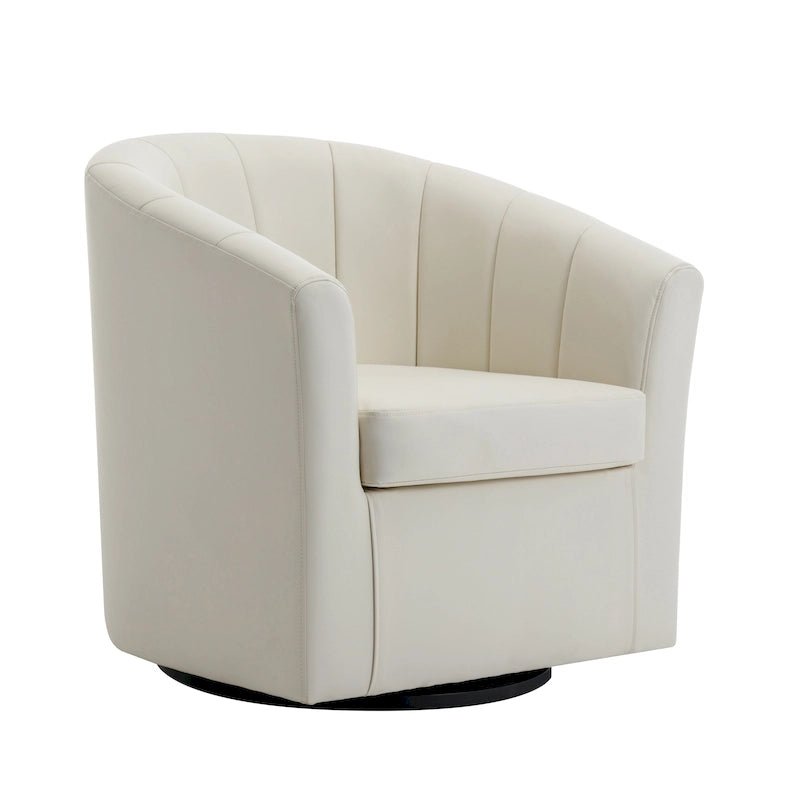 Fauteuil tonneau pivotant Porthos Home Manon en similicuir avec coussin de siège amovible