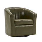 Fauteuil tonneau pivotant Porthos Home Manon en similicuir avec coussin de siège amovible