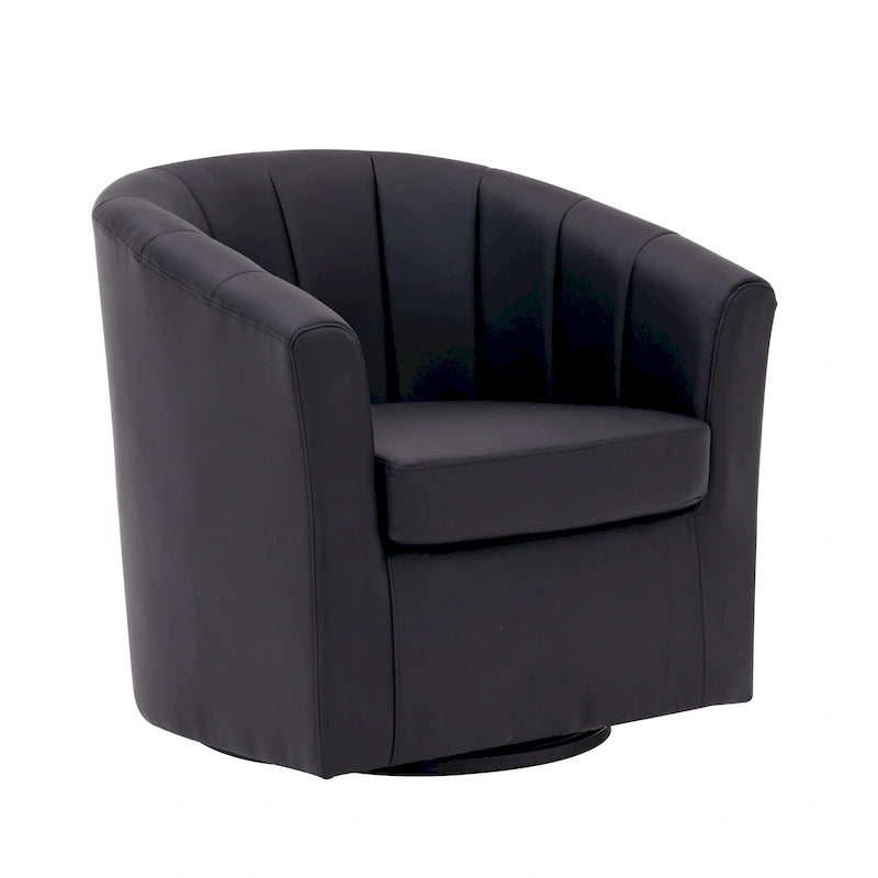 Fauteuil tonneau pivotant Porthos Home Manon en similicuir avec coussin de siège amovible