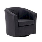 Fauteuil tonneau pivotant Porthos Home Manon en similicuir avec coussin de siège amovible