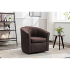 Fauteuil tonneau pivotant Porthos Home Manon en similicuir avec coussin de siège amovible