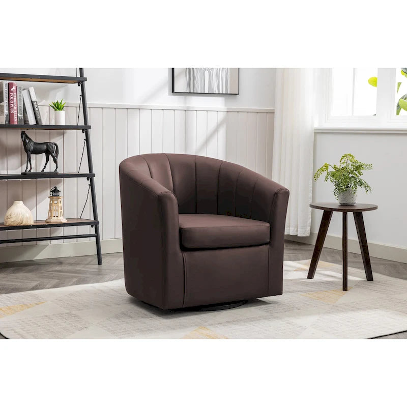 Fauteuil tonneau pivotant Porthos Home Manon en similicuir avec coussin de siège amovible