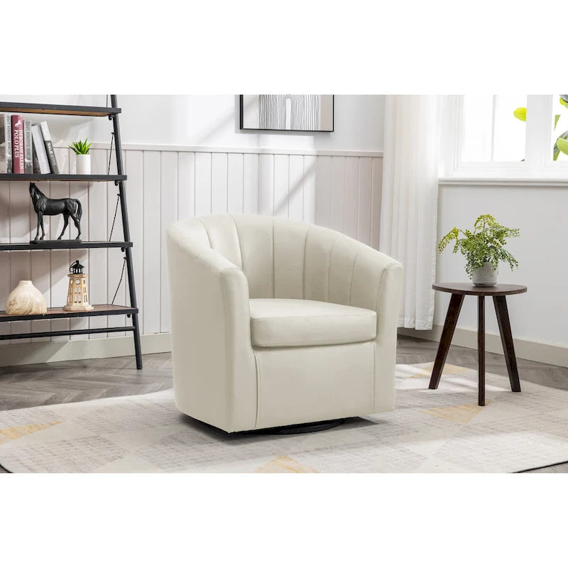 Fauteuil tonneau pivotant Porthos Home Manon en similicuir avec coussin de siège amovible