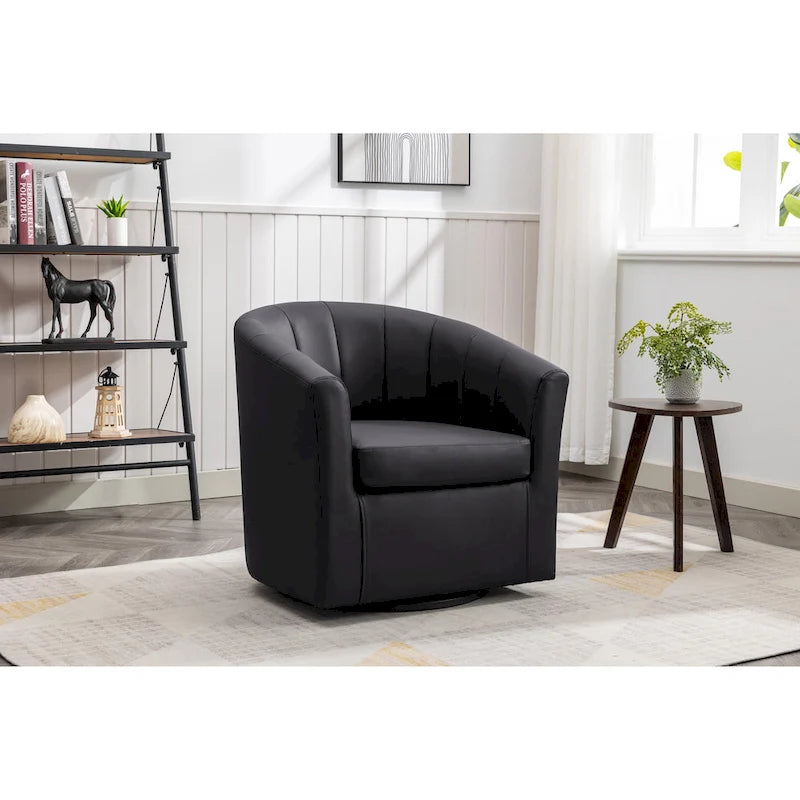 Fauteuil tonneau pivotant Porthos Home Manon en similicuir avec coussin de siège amovible