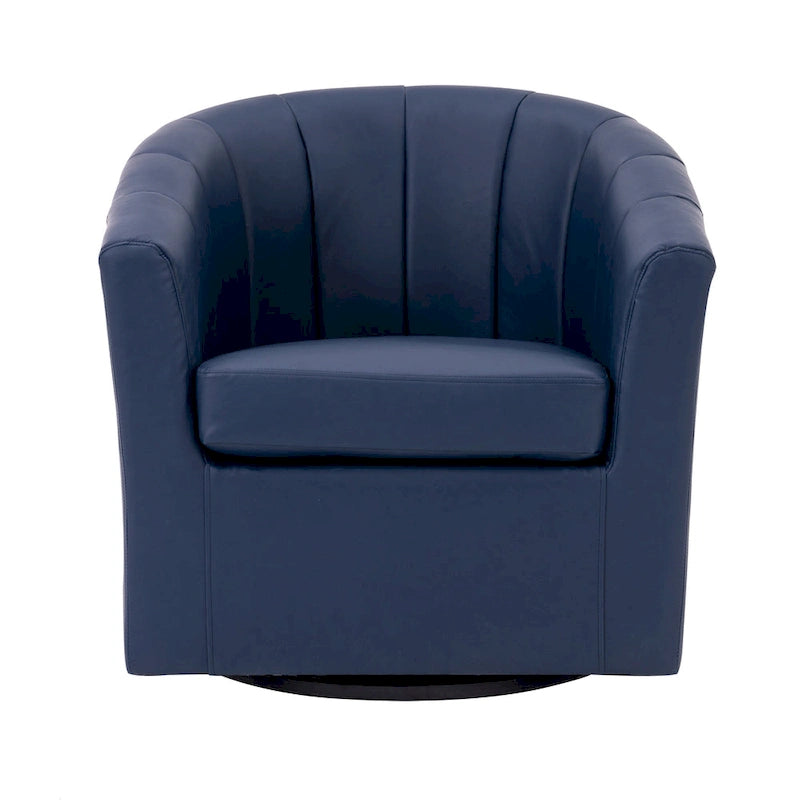 Fauteuil tonneau pivotant Porthos Home Manon en similicuir avec coussin de siège amovible