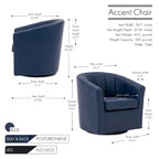 Fauteuil tonneau pivotant Porthos Home Manon en similicuir avec coussin de siège amovible