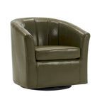 Fauteuil tonneau pivotant Porthos Home Manon en similicuir avec coussin de siège amovible