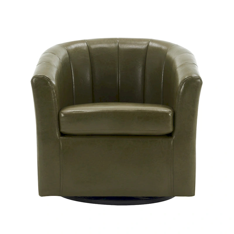 Fauteuil tonneau pivotant Porthos Home Manon en similicuir avec coussin de siège amovible