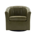 Fauteuil tonneau pivotant Porthos Home Manon en similicuir avec coussin de siège amovible