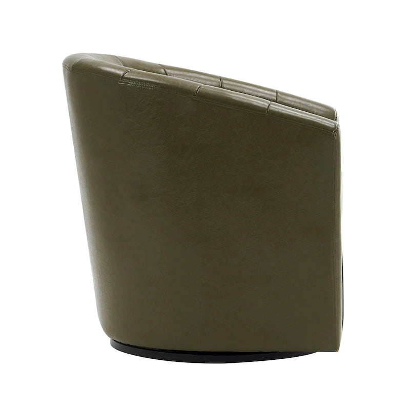 Fauteuil tonneau pivotant Porthos Home Manon en similicuir avec coussin de siège amovible