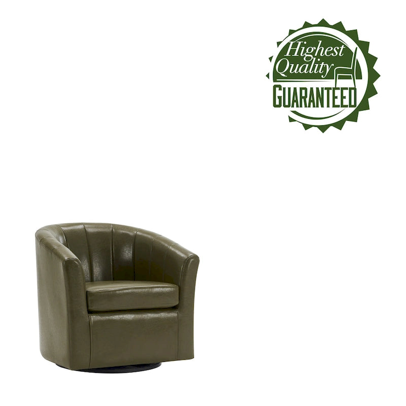 Fauteuil tonneau pivotant Porthos Home Manon en similicuir avec coussin de siège amovible