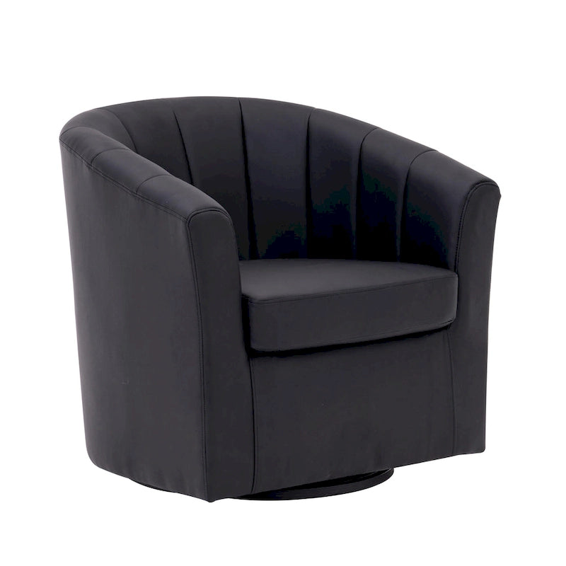 Fauteuil tonneau pivotant Porthos Home Manon en similicuir avec coussin de siège amovible