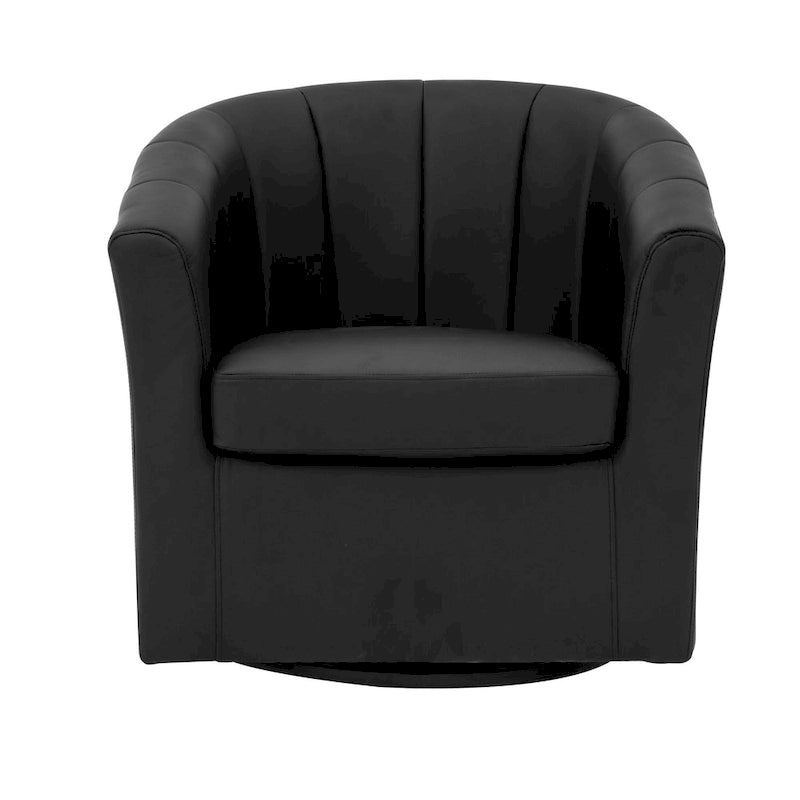 Fauteuil tonneau pivotant Porthos Home Manon en similicuir avec coussin de siège amovible
