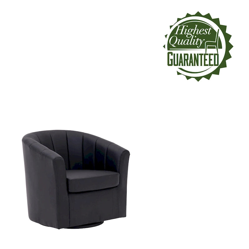 Fauteuil tonneau pivotant Porthos Home Manon en similicuir avec coussin de siège amovible