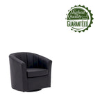 Fauteuil tonneau pivotant Porthos Home Manon en similicuir avec coussin de siège amovible