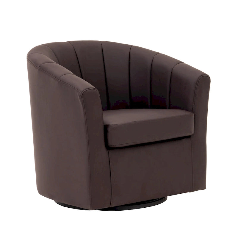 Fauteuil tonneau pivotant Porthos Home Manon en similicuir avec coussin de siège amovible