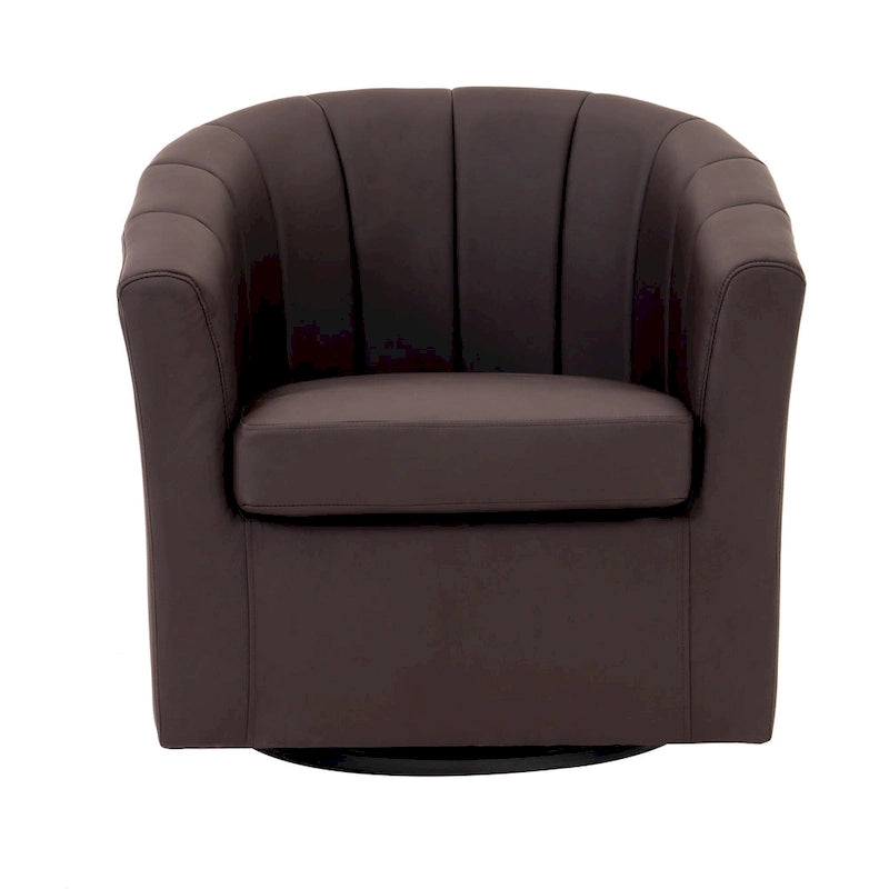 Fauteuil tonneau pivotant Porthos Home Manon en similicuir avec coussin de siège amovible