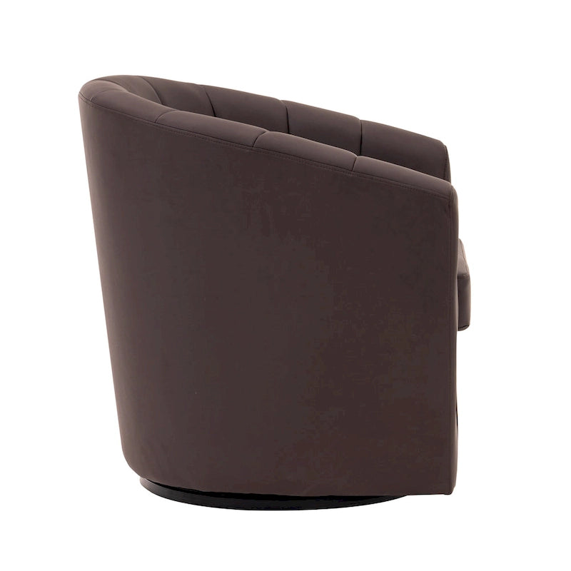 Fauteuil tonneau pivotant Porthos Home Manon en similicuir avec coussin de siège amovible