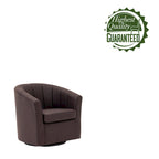 Fauteuil tonneau pivotant Porthos Home Manon en similicuir avec coussin de siège amovible