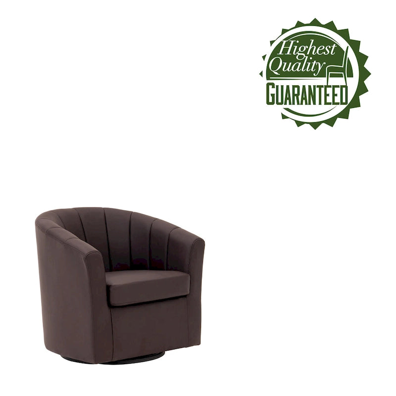 Fauteuil tonneau pivotant Porthos Home Manon en similicuir avec coussin de siège amovible