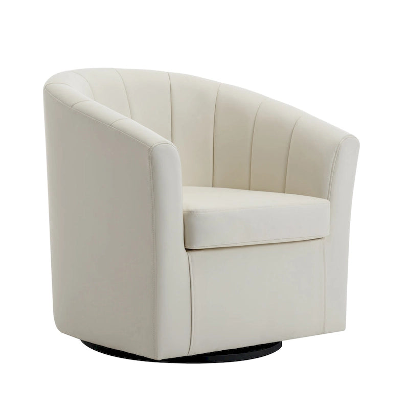 Fauteuil tonneau pivotant Porthos Home Manon en similicuir avec coussin de siège amovible