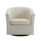Fauteuil tonneau pivotant Porthos Home Manon en similicuir avec coussin de siège amovible