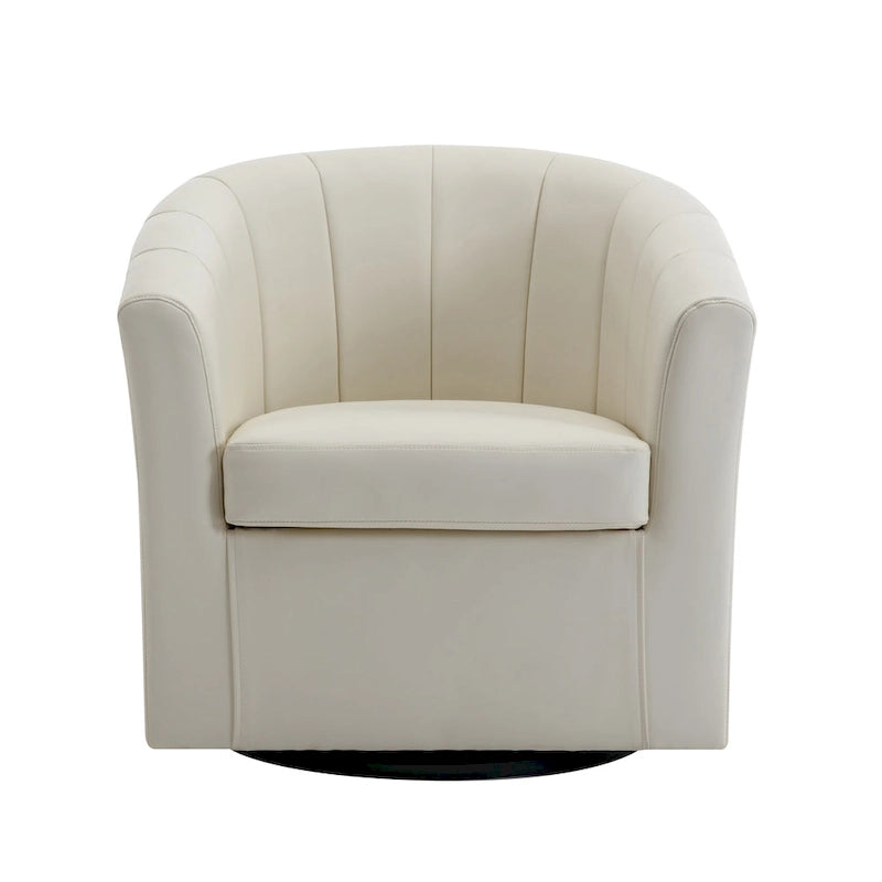 Fauteuil tonneau pivotant Porthos Home Manon en similicuir avec coussin de siège amovible