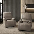 Fauteuil inclinable électrique Clara en cuir véritable avec rembourrage moelleux, lot de 2