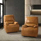 Fauteuil inclinable électrique Clara en cuir véritable avec rembourrage moelleux, lot de 2