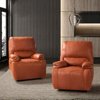 Fauteuil inclinable électrique Clara en cuir véritable avec rembourrage moelleux, lot de 2