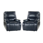 Fauteuil inclinable électrique Clara en cuir véritable avec rembourrage moelleux, lot de 2