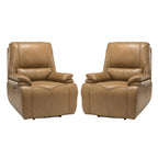 Fauteuil inclinable électrique Clara en cuir véritable avec rembourrage moelleux, lot de 2