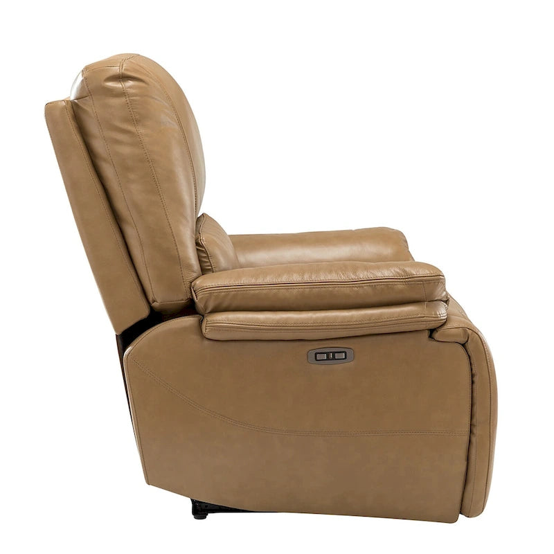 Fauteuil inclinable électrique Clara en cuir véritable avec rembourrage moelleux, lot de 2