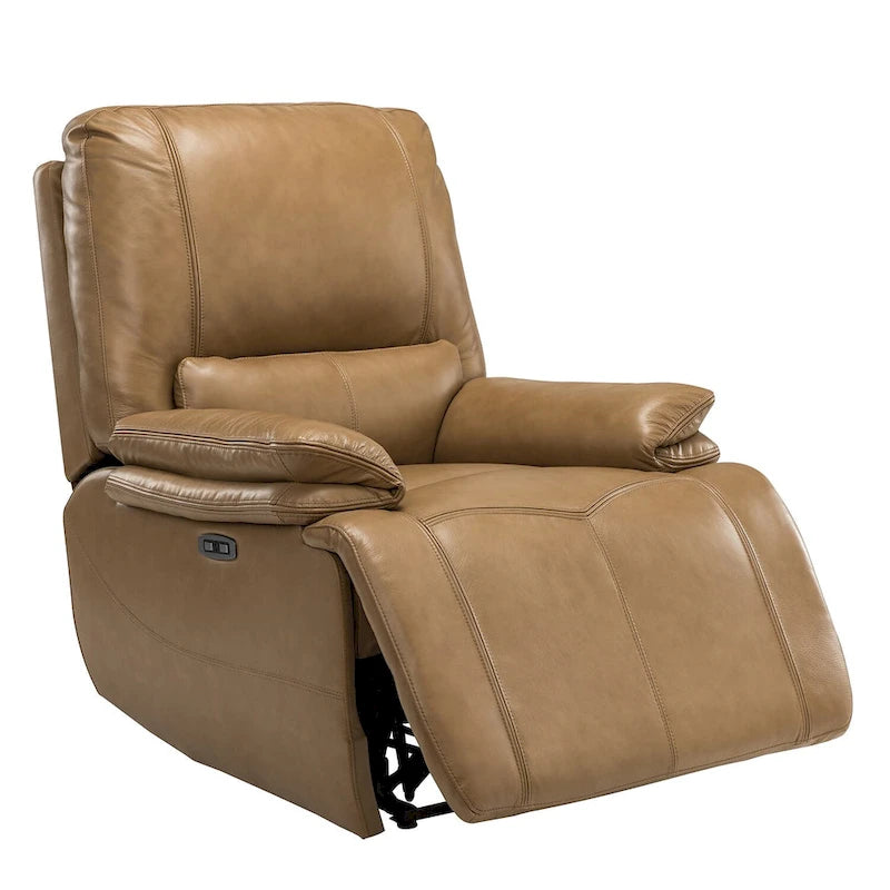 Fauteuil inclinable électrique Clara en cuir véritable avec rembourrage moelleux, lot de 2