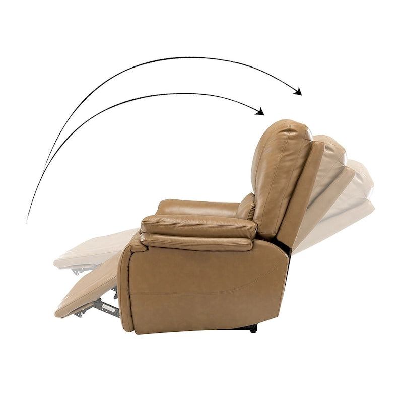 Fauteuil inclinable électrique Clara en cuir véritable avec rembourrage moelleux, lot de 2