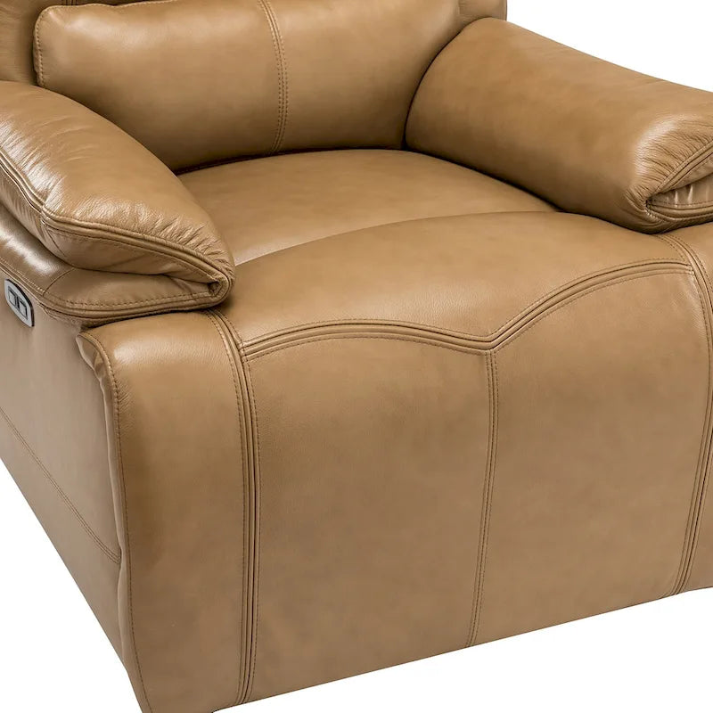 Fauteuil inclinable électrique Clara en cuir véritable avec rembourrage moelleux, lot de 2