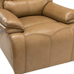 Fauteuil inclinable électrique Clara en cuir véritable avec rembourrage moelleux, lot de 2