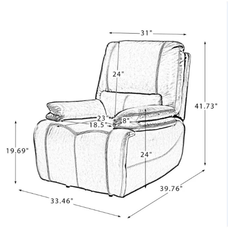 Fauteuil inclinable électrique Clara en cuir véritable avec rembourrage moelleux, lot de 2