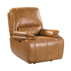 Fauteuil inclinable électrique Clara en cuir véritable avec rembourrage moelleux, lot de 2