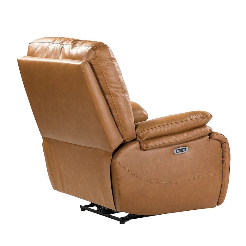 Fauteuil inclinable électrique Clara en cuir véritable avec rembourrage moelleux, lot de 2