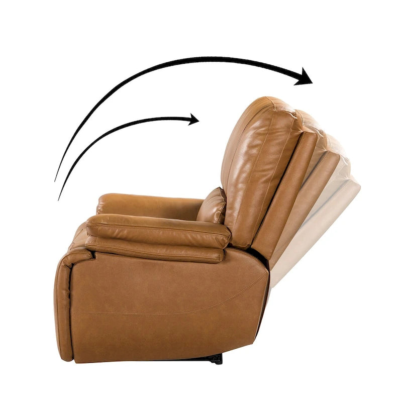 Fauteuil inclinable électrique Clara en cuir véritable avec rembourrage moelleux, lot de 2