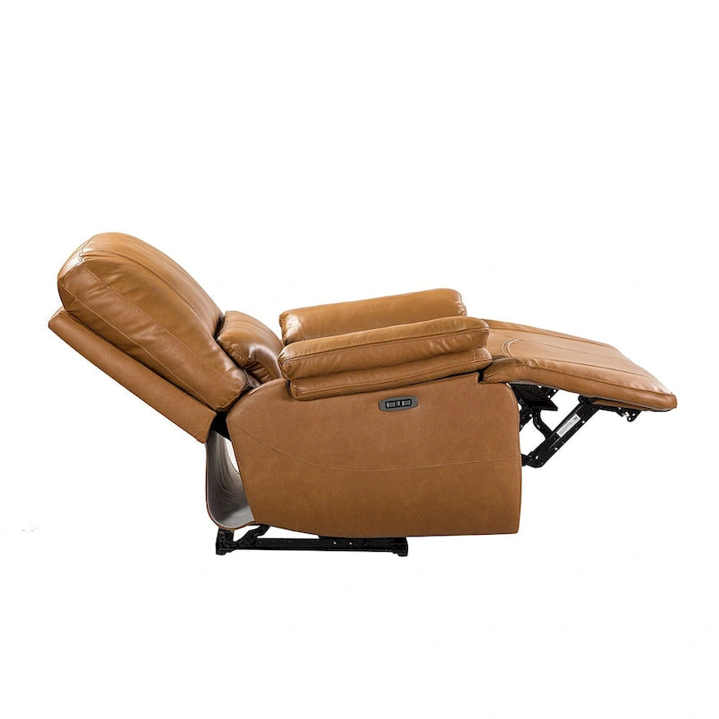 Fauteuil inclinable électrique Clara en cuir véritable avec rembourrage moelleux, lot de 2