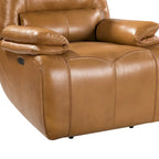 Fauteuil inclinable électrique Clara en cuir véritable avec rembourrage moelleux, lot de 2