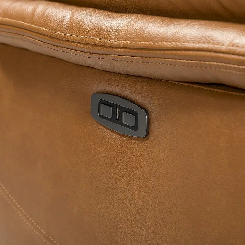 Fauteuil inclinable électrique Clara en cuir véritable avec rembourrage moelleux, lot de 2