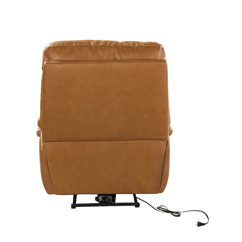 Fauteuil inclinable électrique Clara en cuir véritable avec rembourrage moelleux, lot de 2