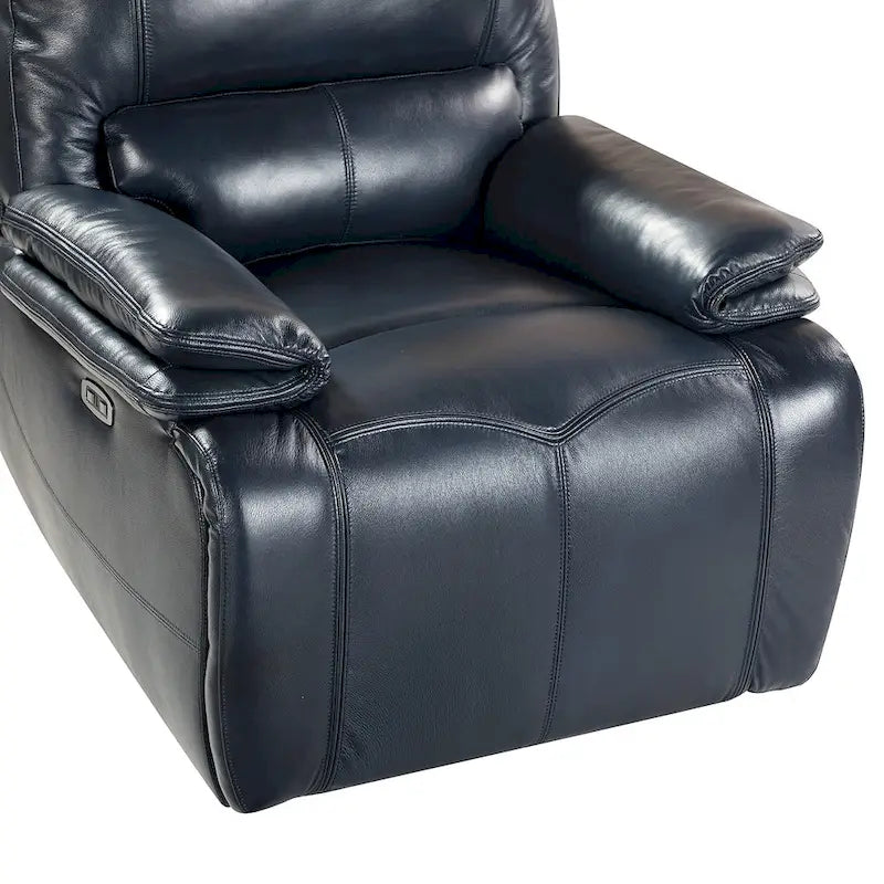 Fauteuil inclinable électrique Clara en cuir véritable avec rembourrage moelleux, lot de 2
