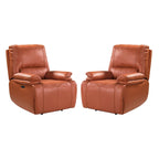 Fauteuil inclinable électrique Clara en cuir véritable avec rembourrage moelleux, lot de 2