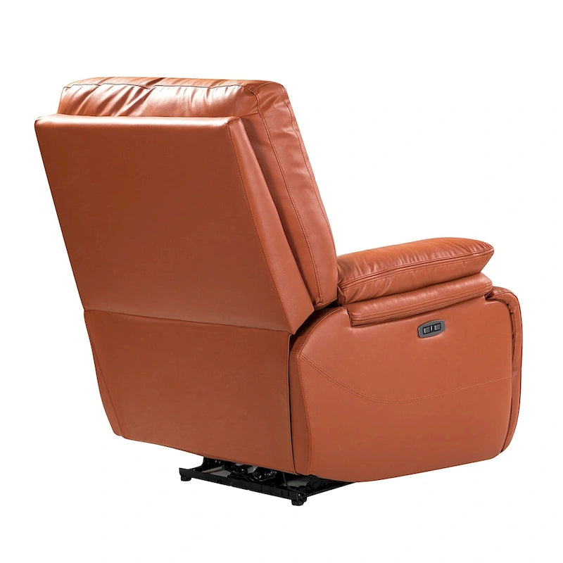 Fauteuil inclinable électrique Clara en cuir véritable avec rembourrage moelleux, lot de 2