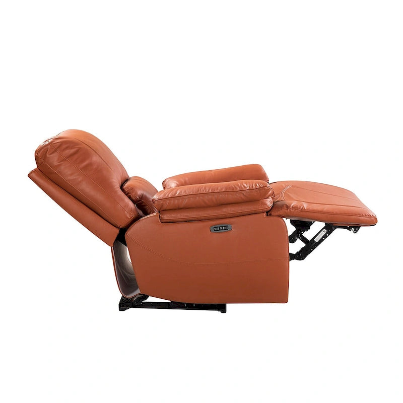 Fauteuil inclinable électrique Clara en cuir véritable avec rembourrage moelleux, lot de 2